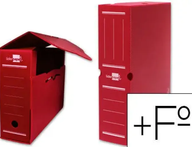 CAJA ARCHIVO DEFINITIVO PLASTICO LIDERPAPEL ROJO 387X275X105 MM