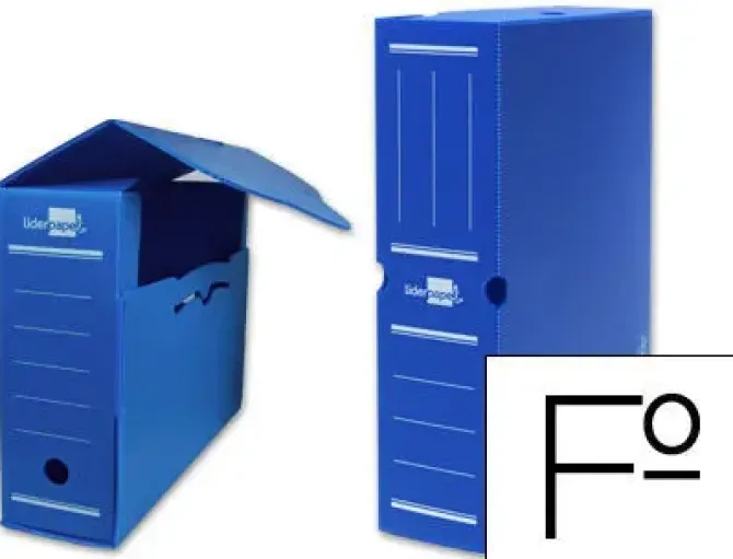 CAJA ARCHIVO DEFINITIVO PLASTICO LIDERPAPEL AZUL 360X260X100 MM