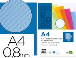 CAJA DE 50 CUBIERTAS POLYCOVERS DE POLIPROPILENO COLOR AZUL A4 800 MICRAS CS53887
