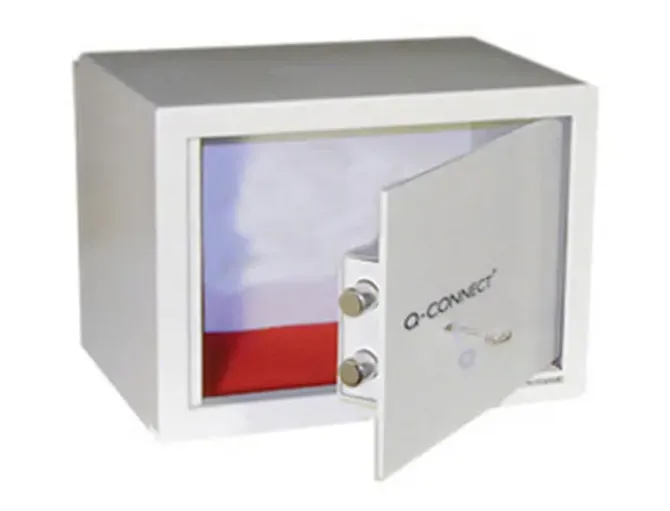 CAJA DE SEGURIDAD Q-CONNECT DOBLE PASADOR CAPACIDAD 10L CON ACCESORIOS FIJACION 296X140X196 MM