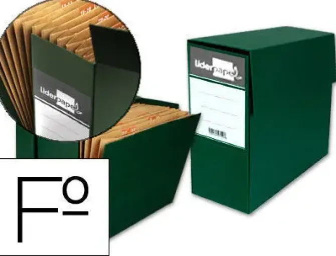CAJA TRANSFERENCIA LIDERPAPEL CON FUELLE FOLIO COLOR VERDE