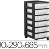 CAJONERA ARCHIVO 2000 6 CAJONES TRANSPARENTE CARCASA NEGRA 6 LITROS CON RUEDAS 390X290X685 MM
