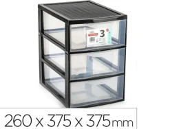 CAJONERA PLASTIFORTE EBRO 3 CAJONES COLOR NEGRO 260X375X375 MM