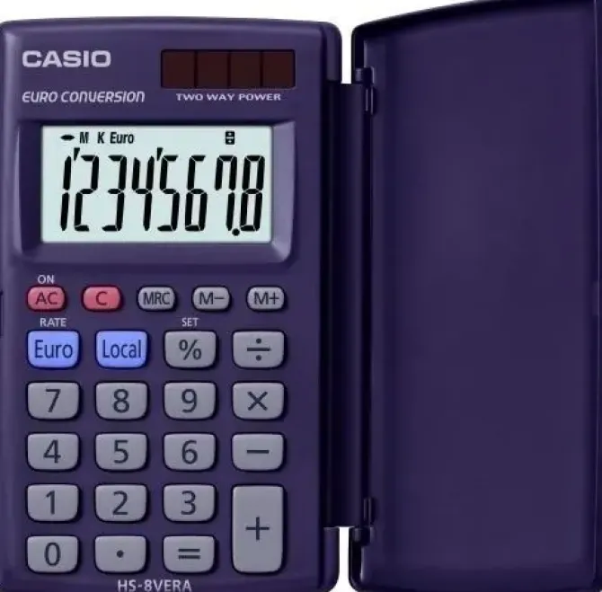 CALCULADORA DE BOLSILLO CASIO 8 DIGITOS HS-8 VERA CON TAPA