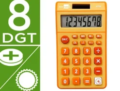 CALCULADORA LIDERPAPEL BOLSILLO XF10 8 DIGITOS SOLAR Y PILAS COLOR NARANJA 115X65X8 MM