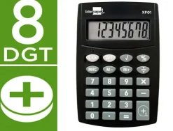 CALCULADORA LIDERPAPEL BOLSILLO XF01 8 DIGITOS PILAS COLOR NEGRO 99X64X9 MM