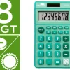 CALCULADORA LIDERPAPEL BOLSILLO XF13 8 DIGITOS SOLAR Y PILAS COLOR VERDE 115X65X8 MM
