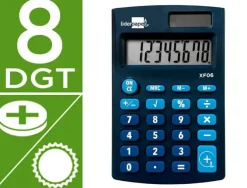 CALCULADORA LIDERPAPEL BOLSILLO XF06 8 DIGITOS SOLAR Y PILAS COLOR AZUL 98X62X8 MM