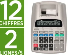 CALCULADORA LIDERPAPEL IMPRESORA PANTALLA PAPEL 58 MM 12 DIGITOS IMPRESION BICOLOR BLANCA 225X158X56 MM