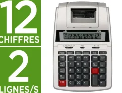 CALCULADORA LIDERPAPEL IMPRESORA PANTALLA PAPEL 58 MM 12 DIGITOS IMPRESION BICOLOR BLANCA 235X155X62 MM
