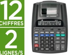 CALCULADORA LIDERPAPEL IMPRESORA PANTALLA PAPEL 58 MM 12 DIGITOS IMPRESION BICOLOR NEGRA 225X158X56 MM