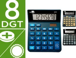 CALCULADORA LIDERPAPEL SOBREMESA XF19 8 DIGITOS SOLAR Y PILAS 127X105X24 MM EXPOSITOR DE 10 UNIDADES