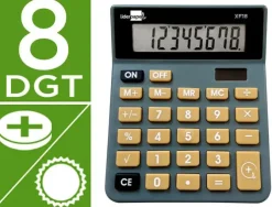 CALCULADORA LIDERPAPEL SOBREMESA XF18 8 DIGITOS SOLAR Y PILAS COLOR GRIS 127X105X24 MM
