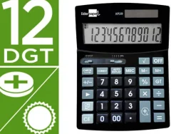 CALCULADORA LIDERPAPEL SOBREMESA XF29 12 DIGITOS SOLAR Y PILAS COLOR NEGRO 190X140X30 MM