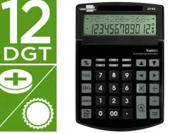 CALCULADORA LIDERPAPEL SOBREMESA XF40 12 DIGITOS DOS LINEAS SOLAR Y PILAS NEGRO 175X120X30 MM 40% PLASTICO