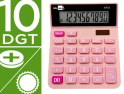CALCULADORA LIDERPAPEL SOBREMESA XF23 10 DIGITOS SOLAR Y PILAS COLOR ROSA 127X105X24 MM