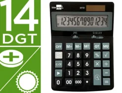 CALCULADORA LIDERPAPEL SOBREMESA XF31 14 DIGITOS SOLAR Y PILAS COLOR NEGRO 170X122X35 MM