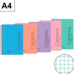CAMPUS BLOC A4 80/H T.PP 90GR CN4MM PASTEL 002834 MAK002834