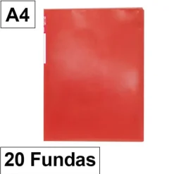 CAMPUS CARPETA 20 FUNDAS PLUS A4 TRANSLUCIDA ROJO MT-20G-RD MAK180861