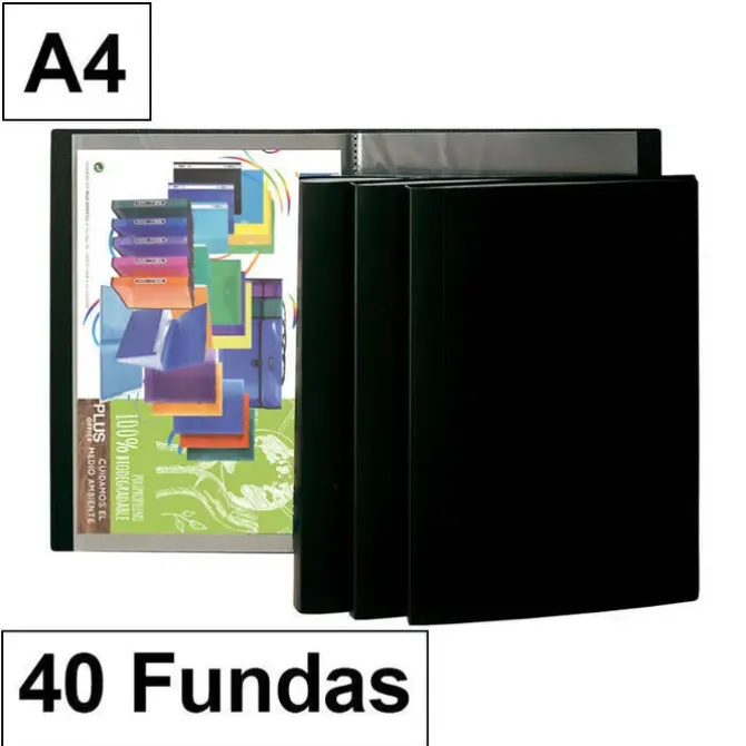 CAMPUS CARPETA 40 FUNDAS PLUS A4 NEGRO 240 MAK180228