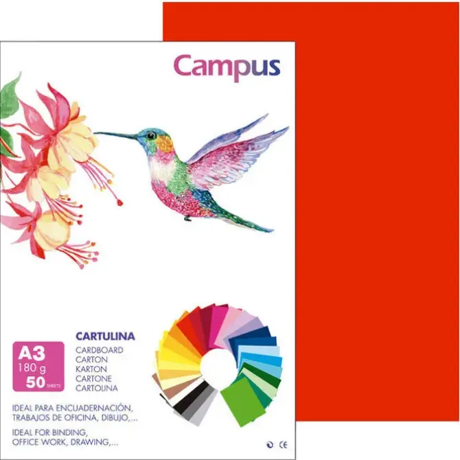 CAMPUS CARTULINA CAMPUS A3 180G ROJO /50 U 630740 RED MAK630740
