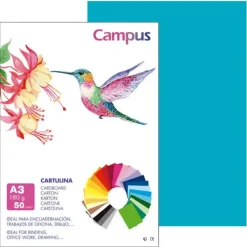 CAMPUS CARTULINA CAMPUS A3 180G AZ.TURQU/50U 630743 SKBLUE MAK630743