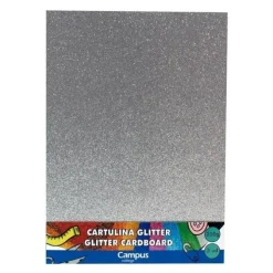 CAMPUS CARTULINA CAMPUS A4 GLITTER PLATA/3UD 8200120503SV MAK630702