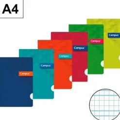 CAMPUS LIBRETA A4 PAUTA VIA 3MM GRAPADA 48 HOJAS 90GR TAPA PP POLIPROPILENO CUADRO MELA 3MM 002758 MAK002758