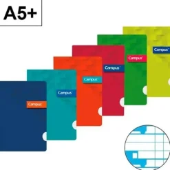 CAMPUS LIBRETA A5+ PAUTA VIA 4MM GRAPADA 48 HOJAS 90GR.TAPA PP POLIPROPILENO MELA 4MM 002754 MAK002754