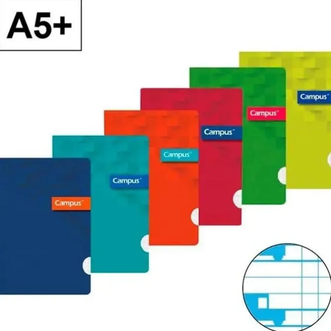 CAMPUS LIBRETA A5+ PAUTA VIA 4MM GRAPADA 48 HOJAS 90GR.TAPA PP POLIPROPILENO MELA 4MM 002754 MAK002754
