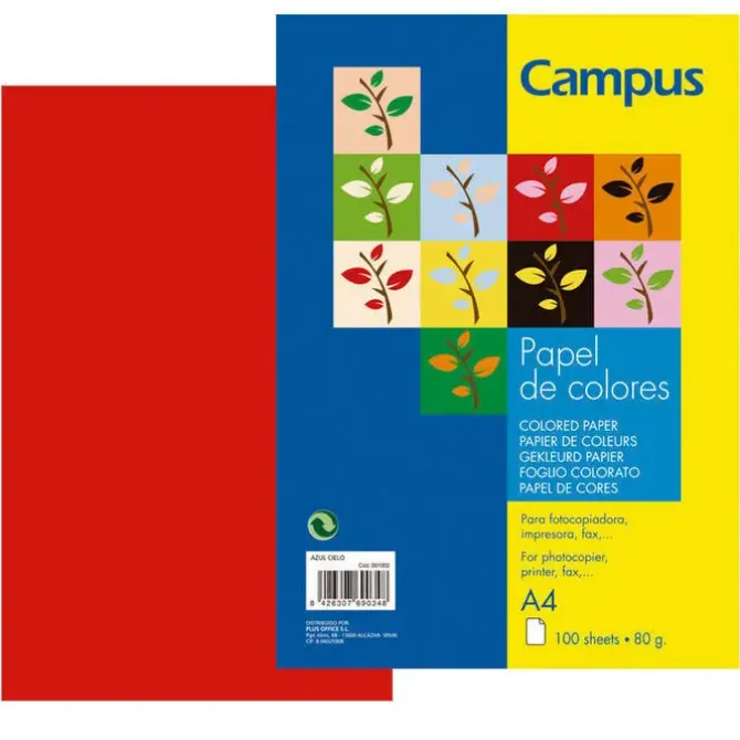 CAMPUS PAPEL CAMPUS A4 80GR 100H ROJO IT250 A4/100 MAK001161