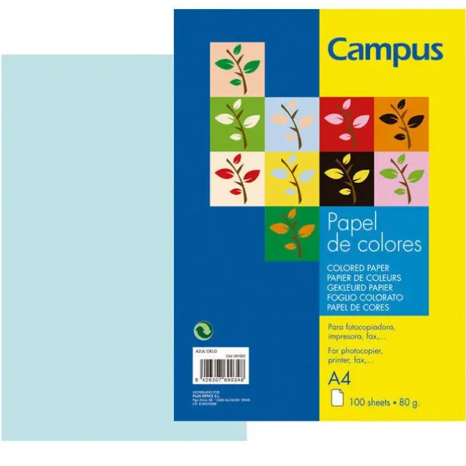 CAMPUS PAPEL CAMPUS A4 80GR 100H AZUL CIELO IT180 A4/100 MAK001002