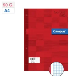 CAMPUS RECAMBIO A4 80H 90G 4T.CN5 TAPA ROJA ROJO MAK002831
