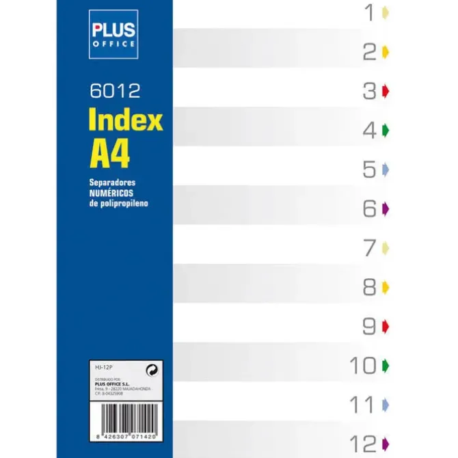 CAMPUS SEPARADORES PLUS A4 PP NUMERICO 12PES HJ-12P 6012 MAK180625