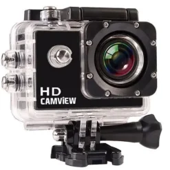 CAMVIEW CAMARA DEPORTIVA HD 720P 5MP - ANGULAR DE 120° - SUMERGIBLE 30M CON CARCASA - PANTALLA LCD DE 2