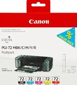 CANON PGI72 PACK DE 5 CARTUCHOS DE TINTA ORIGINALES - NEGRO MATE, CYAN, MAGENTA, AMARILLO, ROJO - 6402B009