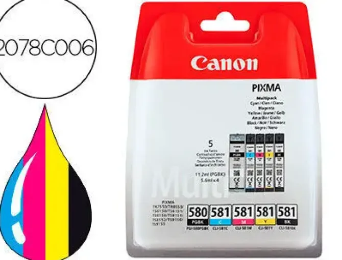 CANON PGI580/CLI581 PACK DE 5 CARTUCHOS DE TINTA ORIGINALES - 2078C005