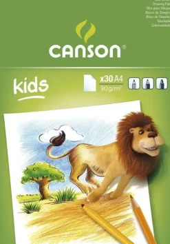CANSON KIDS DIBUJO BLOC ENCOLADO DE 30 HOJAS A4 - 21X29.7CM - 90G - COLOR BLANCO