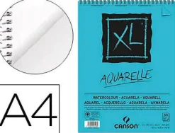 CANSON XL AQUARELLE ALBUM ESPIRAL MICROPERFORADO DE 30 HOJAS A4 - GRANO FINO - 21X29.7CM - 300G - COLOR BLANCO