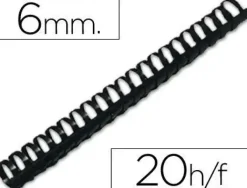 CANUTILLO Q-CONNECT REDONDO 6 MM PLASTICO NEGRO CAPACIDAD 20 HOJAS CAJA DE 100 UNIDADES