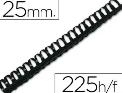 CANUTILLO Q-CONNECT REDONDO 25 MM PLASTICO NEGRO CAPACIDAD 225 HOJAS CAJA DE 50 UNIDADES