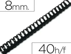 CANUTILLO Q-CONNECT REDONDO 8 MM PLASTICO NEGRO CAPACIDAD 40 HOJAS CAJA DE 100 UNIDADES