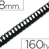 CANUTILLO Q-CONNECT REDONDO 18 MM PLASTICO NEGRO CAPACIDAD 160 HOJAS CAJA DE 50 UNIDADES