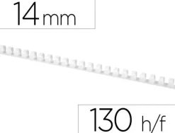 CANUTILLO Q-CONNECT REDONDO 14 MM PLASTICO BLANCO CAPACIDAD 130 HOJAS CAJA DE 100 UNIDADES