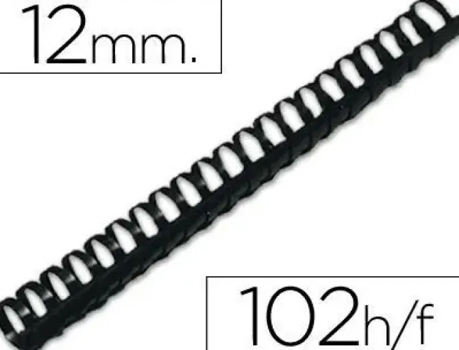 CANUTILLO Q-CONNECT REDONDO 12 MM PLASTICO NEGRO CAPACIDAD 102 HOJAS CAJA DE 100 UNIDADES