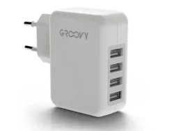 CARGADOR DE PARED GROOVY 4 USB COLOR BLANCO