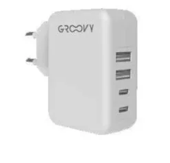 CARGADOR PARED GROOVY 2USB+2USB-C - 4.8A - BLANCO