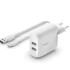 CARGADORES DE BATERIA BELKIN DUAL USB-A CHARGER 1M A-C 24W BLANCO