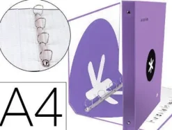 CARPETA 4 ANILLAS 40 MM MIXTAS LIDERPAPEL ANTARTIK A4 FORRADA COLOR LAVANDA