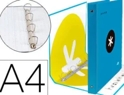 CARPETA 4 ANILLAS 40 MM MIXTAS LIDERPAPEL ANTARTIK A4 FORRADA COLOR AZUL